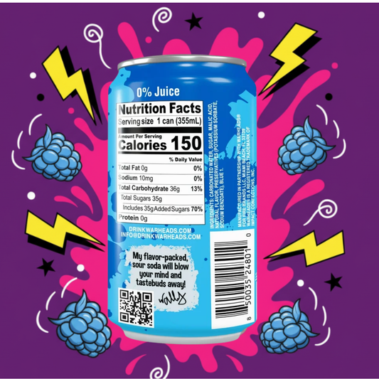 Warheads Sour Blue Raspberry Soda 330ml