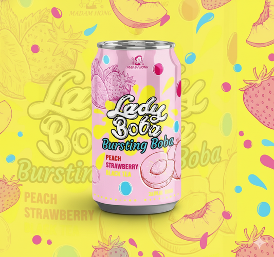 Madam Hong Lady Boba Peach Strawberry Bubble Tea 320ml