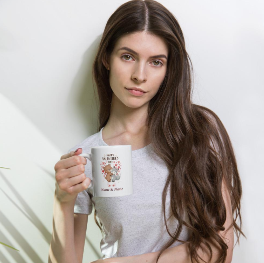 Personalized Valentine's Day Mug – Custom Name Coffee Cup, Cute Gift For Girlfriend/Wife, Mother's Day, & Holidays, Custom Gift For Him/Her