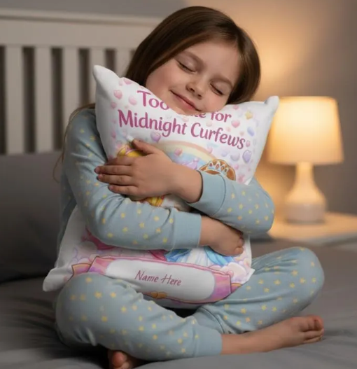 Too Cute for Midnight Curfews Pillow | Cute Princess Hearts Throw Pillow | Fun & Cozy Gift