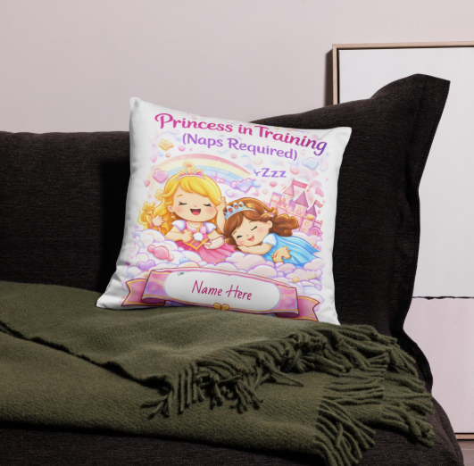 Princess Training Naps Throw Pillow | Princess Hearts Gift