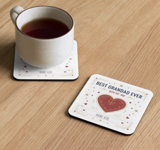 Personalized Grandad Valentine Coaster, Grandad Ever Keepsake