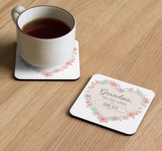 Personalized Floral Wreath Coaster, Mum Valentine's Day Gift