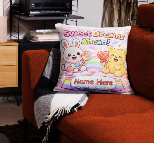 Sweet Dreams Pillow | Rabbit & Bear Valentine's Decor