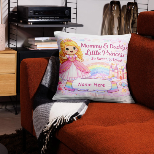 Princess Throw Pillow | Heart Design, Valentine's Gift