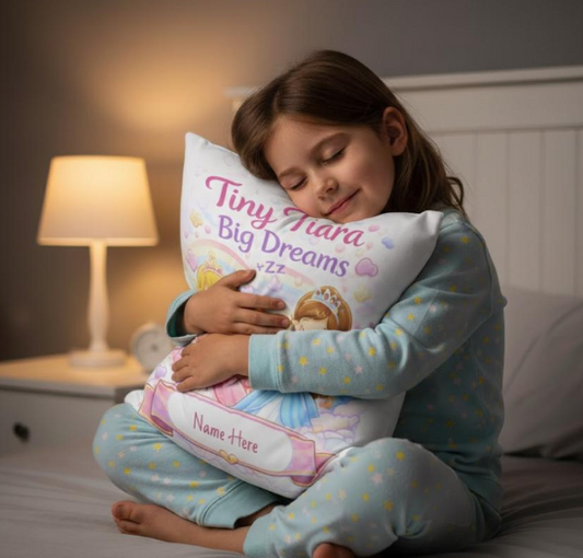 Princess Throw Pillow, Tiny Tiara Big Dreams, Valentine's Day Gift