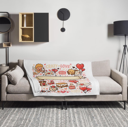 Valentine's Day Blanket | Cupid & Bears Love Throw