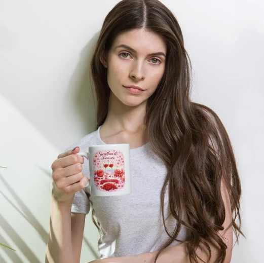 Personalized Valentine's Day Mug – Hearts design, Cute Gift For Girlfriend/Wife, Mother's Day, & Holidays, Custom Gift For Him/Her
